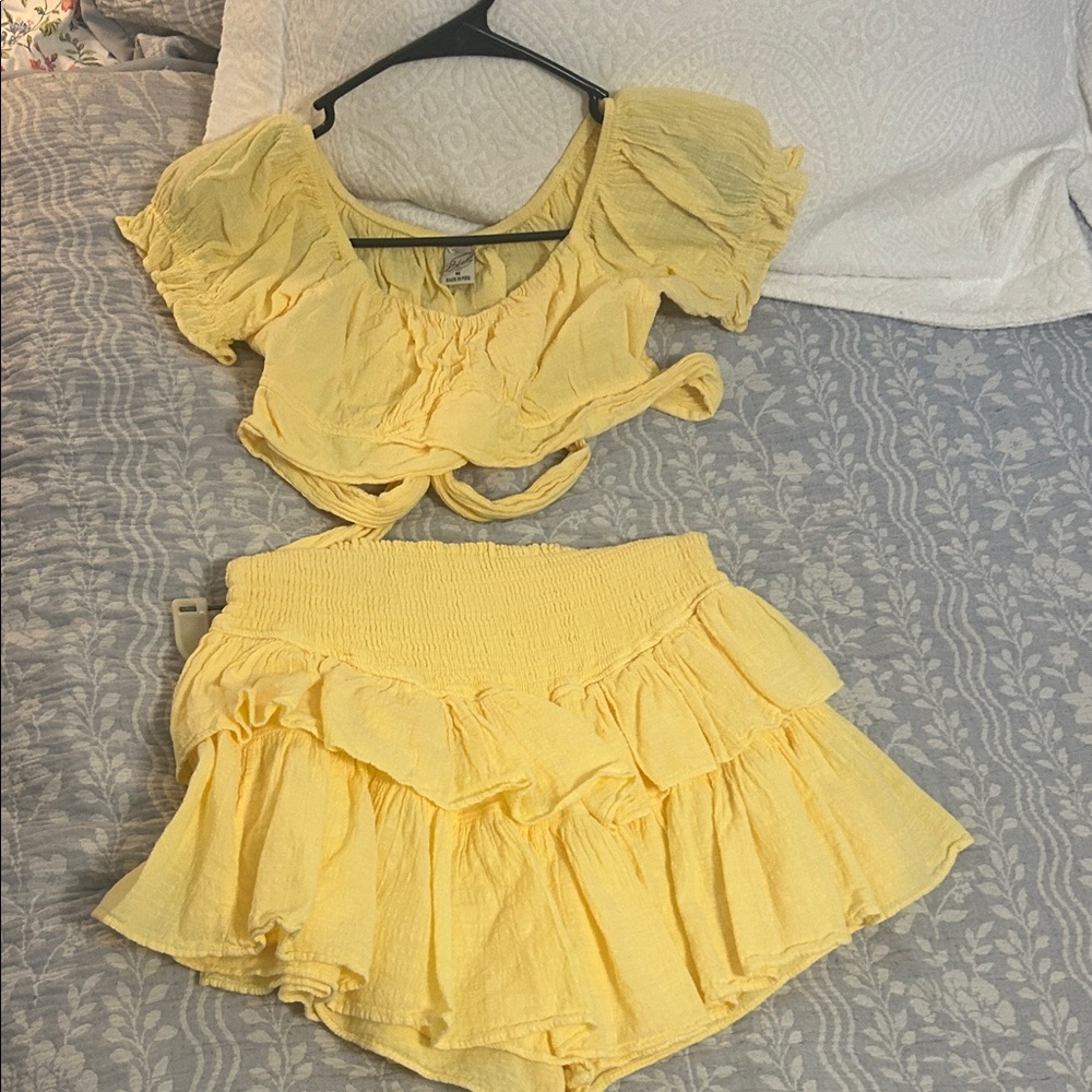 Yellow Ruffled Two-Piece Set - Picture 2 of 3
